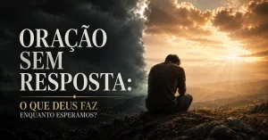 Pessoa de joelhos em oração em um espaço simples e silencioso ao amanhecer, simbolizando a espera confiante por uma resposta de Deus.