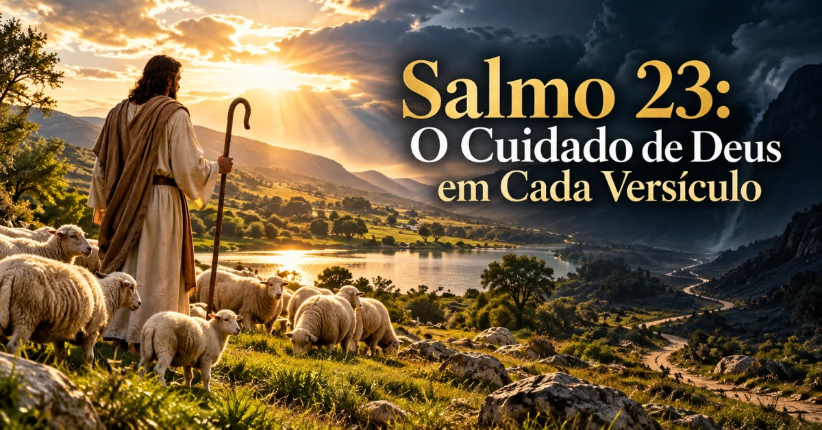Estude o Salmo 23 versículo por versículo e entenda as imagens do pastor, das águas, do vale, da mesa e da casa do Senhor.